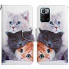 For Xiaomi Redmi Note 10 Pro 5G Painted Pattern Flip Leather Phone Case(Three Cats) - 1