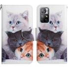 For Xiaomi Redmi Note 11 5G China Painted Pattern Flip Leather Phone Case(Three Cats) - 1