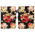 Cross Texture Painted Smart Leather Tablet Case For iPad mini 6(Black Peonies) - 1