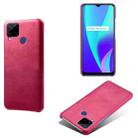 For OPPO Realme C15 Calf Texture PC + PU Phone Case(Rose Red) - 1