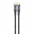 USAMS US-SJ574 Type-C / USB-C to Type-C / USB-C PD 100W Aluminum Alloy Transparent Charging Cata Cable, Length: 1.2m(Black) - 1