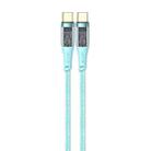 USAMS US-SJ574 Type-C / USB-C to Type-C / USB-C PD 100W Aluminum Alloy Transparent Charging Cata Cable, Length: 1.2m(Green) - 1