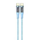 USAMS US-SJ574 Type-C / USB-C to Type-C / USB-C PD 100W Aluminum Alloy Transparent Charging Cata Cable, Length: 1.2m(Blue) - 1
