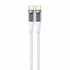 USAMS US-SJ574 Type-C / USB-C to Type-C / USB-C PD 100W Aluminum Alloy Transparent Charging Cata Cable, Length: 1.2m(White) - 1