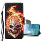 For Samsung Galaxy A23 5G Colored Drawing Pattern Flip Leather Case(Flame Skull) - 1