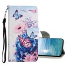 For Samsung Galaxy A23 5G Colored Drawing Pattern Flip Leather Case(Purple Butterfly) - 1