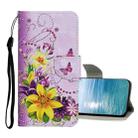 For Xiaomi Redmi 10C Colored Drawing Pattern Flip Leather Case(Yellow Flower Butterfly) - 1