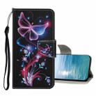 For Xiaomi Redmi Note 11 4G Colored Drawing Pattern Flip Leather Case(Fluorescent Butterfly) - 1
