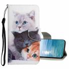 For Xiaomi Redmi Note 11 4G Colored Drawing Pattern Flip Leather Case(3 Cats) - 1