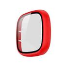 For Fitbit Versa 3 / Fitbit Sense Frosted PC +Tempered Glass Watch Case(Red) - 1