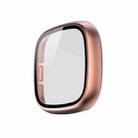 For Fitbit Versa 3 / Fitbit Sense Frosted PC +Tempered Glass Watch Case(Rose Gold) - 1