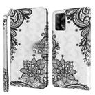 For OPPO A74 4G 3D Painting Pattern Flip Leather Phone Case(Black Flower) - 1