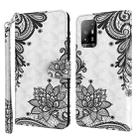 For OPPO A94 5G / A95 5G 3D Painting Pattern Flip Leather Phone Case(Black Flower) - 1