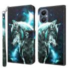 For OnePlus Nord N20 5G / OPPO A96 5G 3D Painting Pattern Flip Leather Phone Case(Wolf) - 1