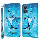 For OnePlus Nord N20 5G / OPPO A96 5G 3D Painting Pattern Flip Leather Phone Case(Three Butterflies) - 1