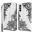 For Motorola Moto G200 5G / Edge S30 3D Painting Pattern Flip Leather Phone Case(Black Flower) - 1