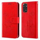 For Xiaomi Redmi Note 11 Pro 4G / 5G Lotus Embossed Flip Leather Phone Case(Red) - 1