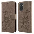 For Xiaomi Redmi Note 11 Pro 4G / 5G Lotus Embossed Flip Leather Phone Case(Grey) - 1