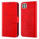 For Samsung Galaxy A22 5G Lotus Embossed Flip Leather Phone Case(Red) - 1