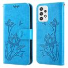 For Samsung Galaxy A53 5G Lotus Embossed Flip Leather Phone Case(Blue) - 1