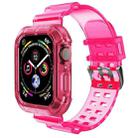 Transparent Watch Band For Apple Watch Series 8&7 41mm / SE 2&6&SE&5&4 40mm / 3&2&1 38mm(Transparent Rose Red) - 1