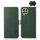 For Samsung Galaxy M33 5G KHAZNEH Side-Magnetic Litchi Genuine Leather RFID Phone Case(Green) - 1
