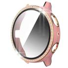 For Samsung Galaxy Watch Active 2 40mm Single Row Diamond Two-color PC+Tempered Glass Watch Case(Pink+Rose Gold) - 1