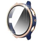 For Samsung Galaxy Watch Active 2 40mm Single Row Diamond Two-color PC+Tempered Glass Watch Case(Navy Blue+Rose Gold) - 1