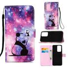 For Samsung Galaxy A13 4G Colored Drawing Pattern Plain Weave Leather Phone Case(Baby Panda) - 1