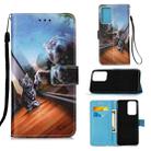 For Samsung Galaxy A13 4G Colored Drawing Pattern Plain Weave Leather Phone Case(Mirror Cat) - 1