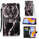 For Xiaomi Redmi Note 11 Pro 5G / 4G Foreign Colored Drawing Pattern Plain Weave Leather Phone Case(Black White Tiger) - 1