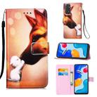 For Xiaomi Redmi Note 11S / Note 11 4G Foreign Colored Drawing Pattern Plain Weave Leather Phone Case(Hound Kiss) - 1