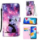 For Xiaomi Redmi Note 11S / Note 11 4G Foreign Colored Drawing Pattern Plain Weave Leather Phone Case(Baby Panda) - 1