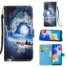 For Xiaomi Redmi Note 11S / Note 11 4G Foreign Colored Drawing Pattern Plain Weave Leather Phone Case(Ocean Waves and Sun) - 1
