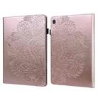 For Lenovo M10 Plus 3rd Gen 10.6 inch Peacock Embossed Pattern Leather Tablet Case(Rose Gold) - 1