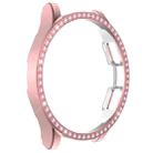 For Samsung Galaxy Watch4 Classic 42mm Single Row Diamond Hollowed PC Watch Case(Pink) - 1