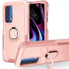 For Motorola Moto Edge 2021 3 in 1 Ring Holder PC + TPU Phone Case(Rose Gold) - 1