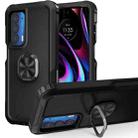 For Motorola Moto Edge 2021 3 in 1 Ring Holder PC + TPU Phone Case(Black) - 1