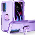 For Motorola Moto Edge 2021 3 in 1 Ring Holder PC + TPU Phone Case(Purple) - 1