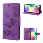 For Xiaomi Redmi 10A Butterfly Embossed Leather Phone Case(Purple) - 1