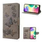For Xiaomi Redmi 10A Butterfly Embossed Leather Phone Case(Grey) - 1