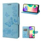 For Xiaomi Redmi 10A Butterfly Embossed Leather Phone Case(Blue) - 1