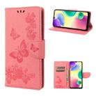For Xiaomi Redmi 10A Butterfly Embossed Leather Phone Case(Pink) - 1