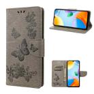 For Xiaomi Redmi 10C Butterfly Embossed Leather Phone Case(Grey) - 1
