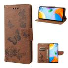 For Xiaomi Redmi 10C Butterfly Embossed Leather Phone Case(Brown) - 1