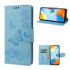 For Xiaomi Redmi 10C Butterfly Embossed Leather Phone Case(Blue) - 1