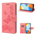 For Xiaomi Redmi 10C Butterfly Embossed Leather Phone Case(Pink) - 1