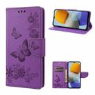 For Samsung Galaxy M23 5G Butterfly Embossed Leather Phone Case(Purple) - 1