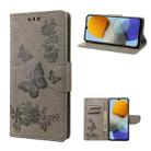 For Samsung Galaxy M23 5G Butterfly Embossed Leather Phone Case(Grey) - 1