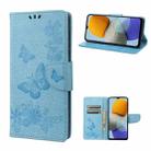 For Samsung Galaxy M23 5G Butterfly Embossed Leather Phone Case(Blue) - 1